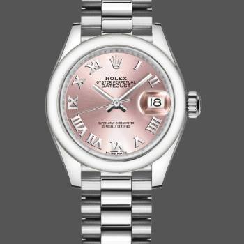 Rolex Datejust 279166 Pink Roman Numeral Dial Domed Bezel 28mm Lady Watch (w15326730)