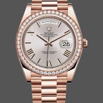 Rolex Day-Date 228345RBR Sundust Roman Dial Diamond Bezel 40mm Mens Watch (w15326732)