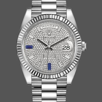 Rolex Day-Date 228239 Diamond Paved Dial Fluted Bezel 40mm Mens Watch (w15326739)