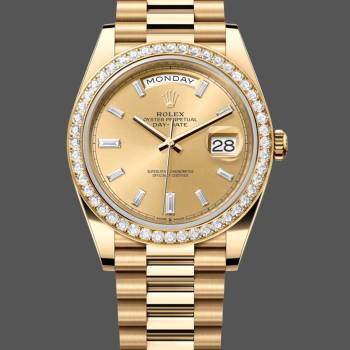 Rolex Day-Date 228348RBR Champagne Diamond Dial Diamond Bezel 40mm Mens Watch (w15326740)