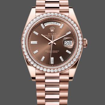 Rolex Day-Date 228345RBR Chocolate Brown Diamond Dial Diamond Bezel 40mm Mens Watch (w15326745)