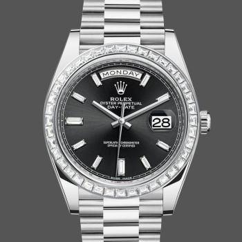 Rolex Day-Date 228396TBR 0024 Black Dial Diamond Bezel 40mm Mens Watch (w15326746)