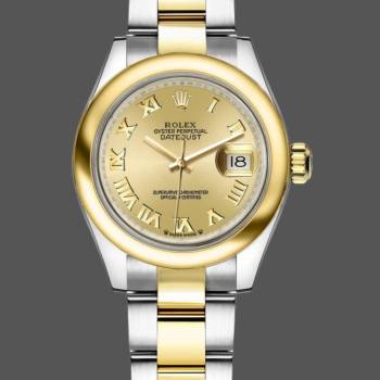 Rolex Datejust 279163 Champagne Roman Numeral Dial Domed Bezel 28mm Lady Watch (w15326748)