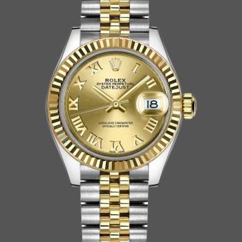 Rolex Datejust 279173 Champagne Roman Numeral Dial Fluted Bezel 28mm Lady Watch (w15326750)