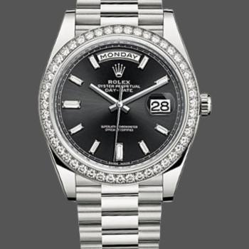 Rolex Day-Date 228349RBR Black Dial Diamond Bezel 40mm Mens Watch (w15326751)
