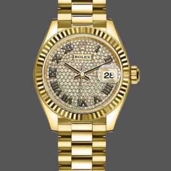 Rolex Datejust 279178 Diamond Pave Dial Fluted Bezel 28mm Lady Watch (w15326757)