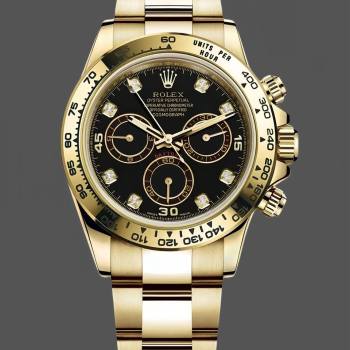 Rolex Daytona 116508 Yellow Gold Black Diamond Dial 40MM Mens Watch (w15326765)