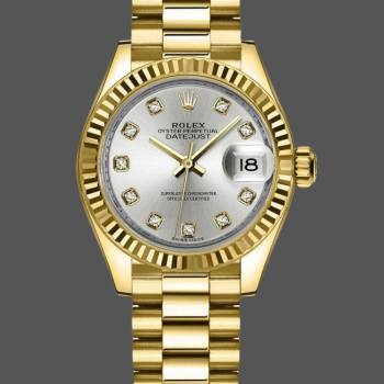 Rolex Datejust 279178 Silver Diamond Mark Fluted Bezel 28mm Lady Watch (w15326805)