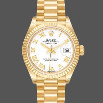 Rolex Datejust 279178 White Roman Dial Fluted Bezel 28mm Lady Watch (w15326806)
