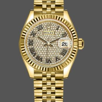 Rolex Datejust 279178 Diamond Pave Dial Yellow Gold 28mm Lady Watch (w15326819)