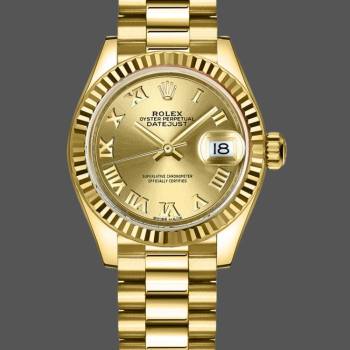 Rolex Datejust 279178 Champagne Roman Dial Fluted Bezel 28mm Lady Watch (w15326826)