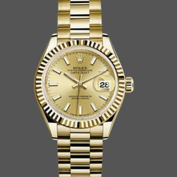 Rolex Datejust 279178 Champagne Index Dial Fluted Bezel 28mm Lady Watch (w15326832)