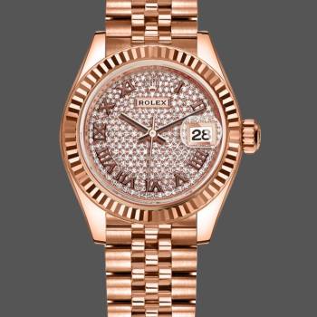 Rolex Datejust 279175 Diamond Pave Dial Rose Gold 28mm Lady Watch (w15326834)