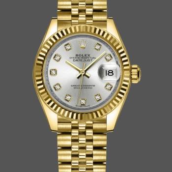 Rolex Datejust 279178 Silver Diamond Dial Yellow Gold 28mm Lady Watch (w15326850)