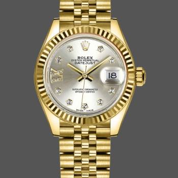 Rolex Datejust 279178 Silver Dial Diamond Yellow Gold 28mm Lady Watch (w15326851)