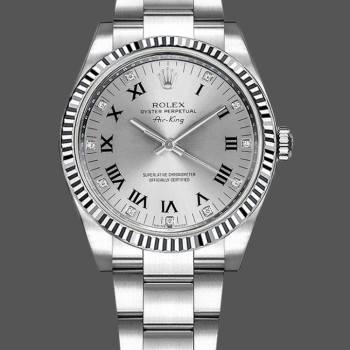 Rolex Oyster Perpetual Air-King 114234 Silver Roman Diamond Dial 41mm Watch (w15326898)