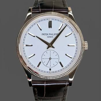 Patek Philippe Calatrava Small Seconds White Dial Leather Strap 6119R 001 Watch (w17178196)