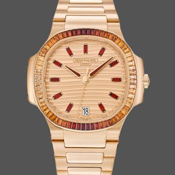 Patek Philippe Nautilus Ladies Rose Gold Gemset Bezel 7118 1300R 001 (w17184234)