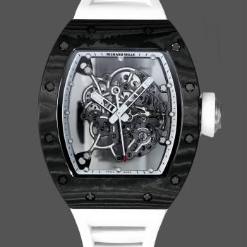 Richard Miller RM055 NTPT Carbon Fiber White Rubber Strap (w17781004)