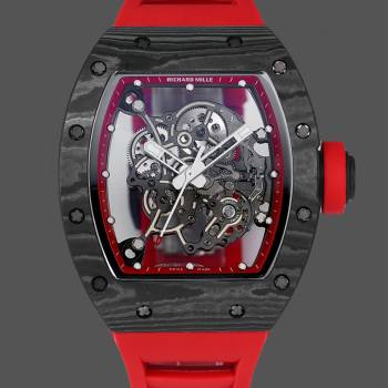 Richard Miller RM 055 NTPT Carbon Fiber Red Rubber Strap (w17781007)
