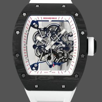 Richard Miller RM 055 RMUL2 NTPT Carbon Fiber White Rubber Strap (w17781009)