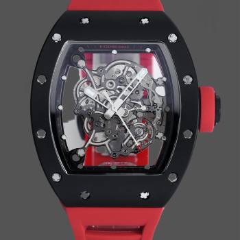 Richard Miller RM 055 RMUL2 NTPT Carbon Fiber Red Rubber Strap (w17797062)