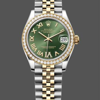 Rolex Datejust 31mm Stainless Steel and Yellow Gold 278383RBR 0016 Green VI Roman Jubilee (w22045571)