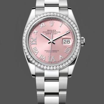 Rolex Datejust 36 126284RBR 0024 Pink Roman Diamond Dial Lady Watch (w22046964)
