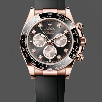 Rolex Daytona Everose Rubber 126515LN 0004 Black Dial Diamond Watch (w22046965)