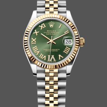 Rolex Datejust 31mm Stainless Steel and Yellow Gold 278273 0016 Green VI Roman Jubilee (w22047474)