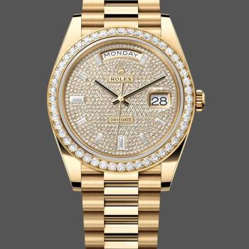 Rolex Day-Date 40 18K Yellow Gold Diamond Paved Dial Diamond m228348rbr 0037 (w22048806)