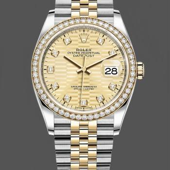 Rolex Datejust 126283RBR 0031 Champagne Fluted Motif 36mm Dial (w22049096)