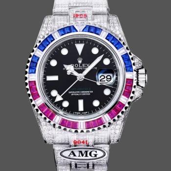 Rolex GMT Master AMG 126710BLRO 40mm With Dual Time & Sapphire Mirror Diamond Watch (w22052763)