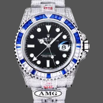 Rolex GMT Master AMG 126710BLRO 40mm With Dual Time Black Dial Diamond Watch (w22052764)
