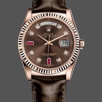 Rolex Day Date 36 Everose Diamond Chocolate 118135 0020 Watch (w22052980)