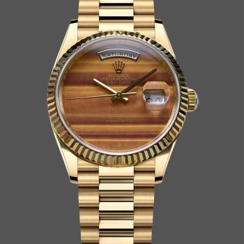 Rolex Day Date 18038 Yellow Gold Tigers Eye Watch (w22053070)
