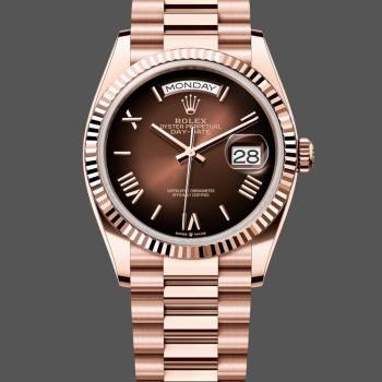 Rolex Day Date 128235 0075 Brown Ombre Roman Dial 36mm (w22056605)