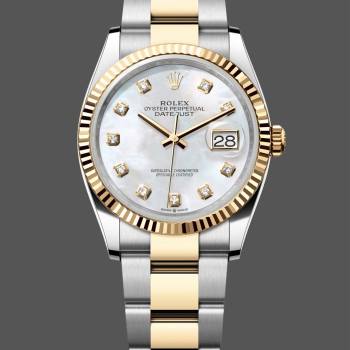Rolex Datejust 41mm Steel and Yellow Gold 126333 0017 White Mop Diamond Oyster (w22056625)