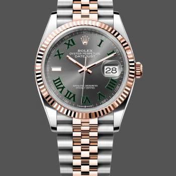 Rolex Datejust 126231 0029 Slate Grey Wimbledon Roman Dial & Fluted Bezel 36mm (w22056643)