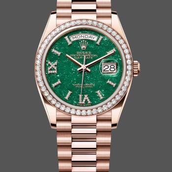 Rolex Day Date Oyster 36 mm Everose Gold Diamonds Bezel M128345RBR 0068 (w22056703)