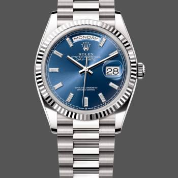 Rolex Day Date White Gold 36 Blue Diamond Dial m128239 0069 (w22056706)