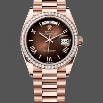 Rolex Day Date 36 Everose Gold Diamond Bezel m128345rbr 0075 (w22057522)