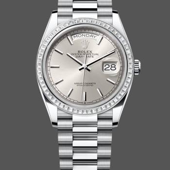 Rolex Day Date 36mm Platinum and Diamonds Bezel 128396tbr 0004 (w22057663)