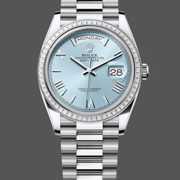 Rolex Day Date 36 Diamond Bezel Ice Blue Roman Dial m128396tbr 0019 (w22057666)