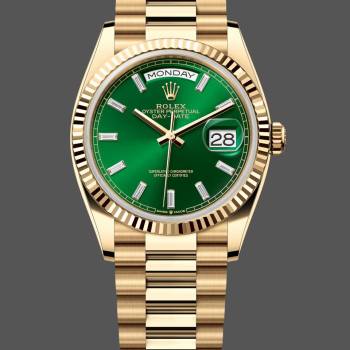 Rolex Day Date 36 Yellow Gold Automatic Green Diamond Dial M128238 0130 (w22057738)