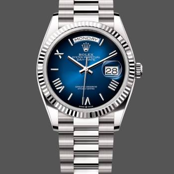 Rolex Day Date 36 White Gold Blue Ombre Dial M128236 0020 (w22058523)