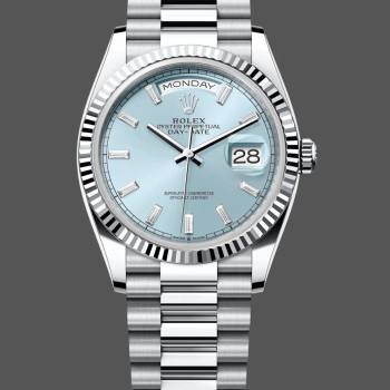 Rolex Day Date 36 Fluted Bezel Platinum Bracelet 128236 0009 (w22058525)