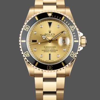 Rolex Submariner 40 18k Champagne Diamond Dial Black Bezel 16613T Gold Watch (w22058954)
