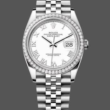 Rolex Datejust 36mm Stainless Steel White Roman Jubilee m126284rbr 0017 (w22058956)