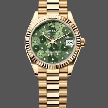 Rolex Datejust 31mm Yellow Gold 278278 Olive Green Floral President m278278 0046 (w22058958)